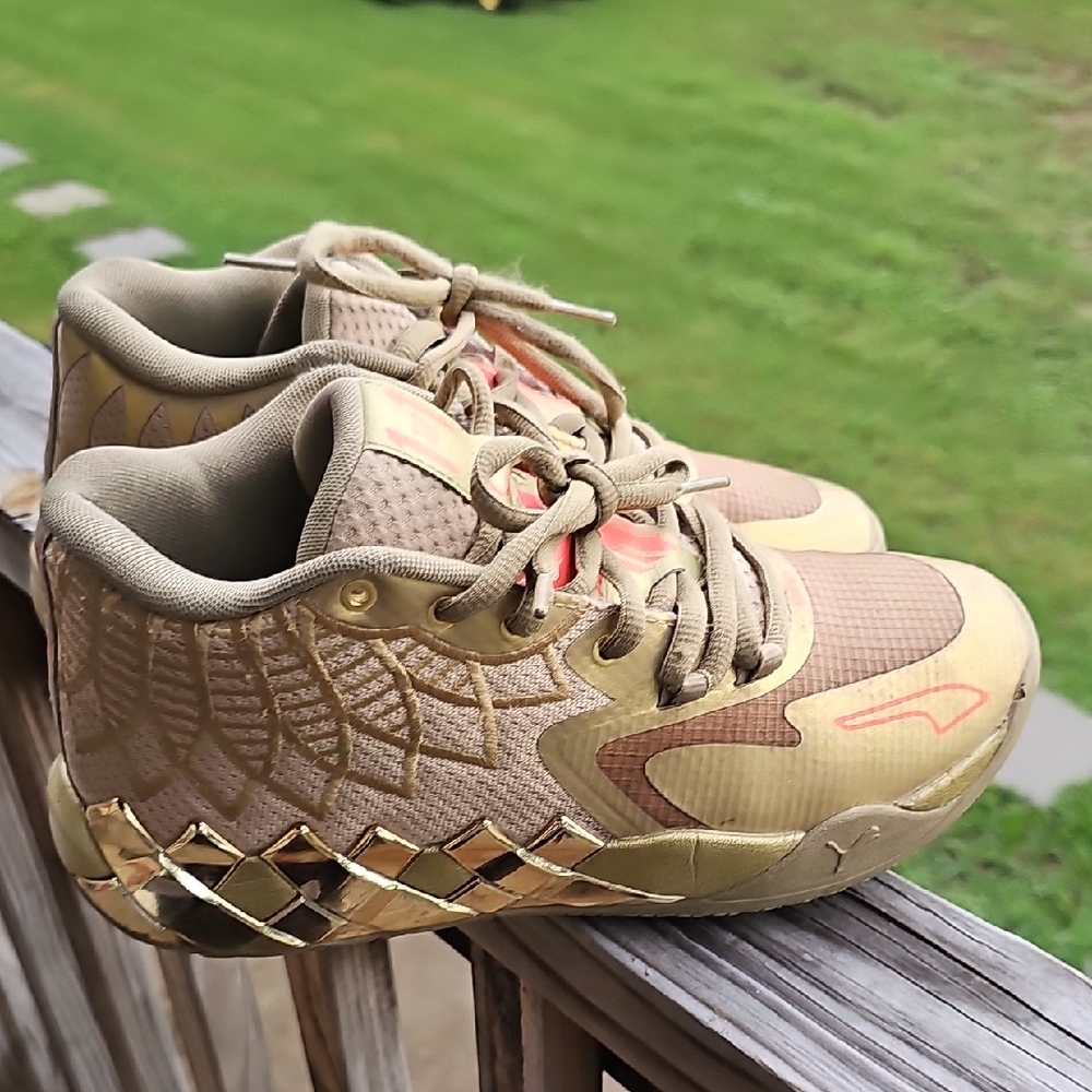 Puma Kids Gold and Tan Sneakers